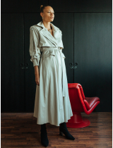 BEIGE ANIMAL PRINt TRENCHCOAT