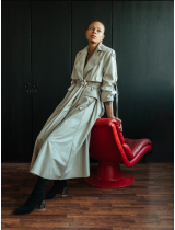BEIGE ANIMAL PRINt TRENCHCOAT