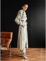 BEIGE ANIMAL PRINt TRENCHCOAT